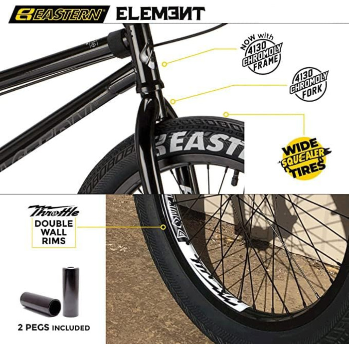 BMX велосипед Eastern Bikes Element 50,8 см, повністю хромомолібденова рама і вилка, чорний