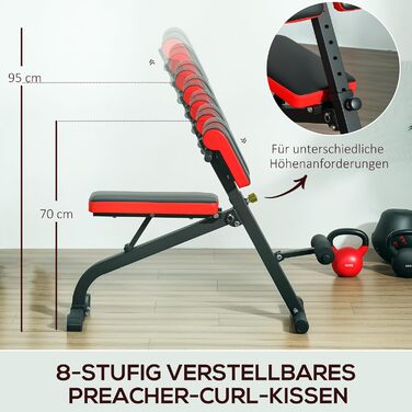 Спортивна лава SPORTNOW, складана, для дому, до 300 кг, сталь, чорна