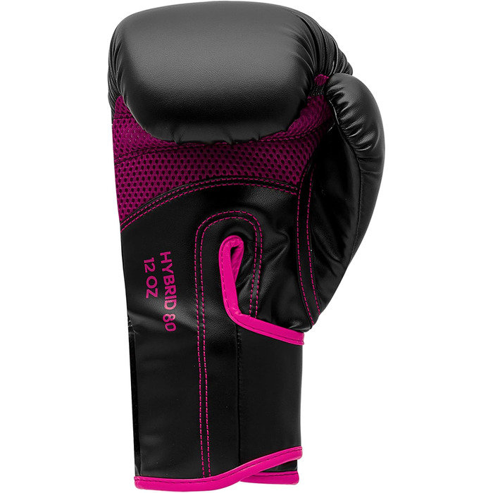 Боксерські рукавички adidas Hybrid 80 для боксу, кікбоксингу, MMA, фітнесу, тренувань, для дітей, чоловіків і жінок, чорні/рожеві, 8 oz
