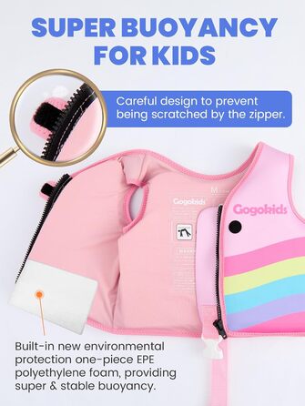 Спасальний жилет для плавання Gogokids 15-30 кг, для навчання плаванню, рожевий S (1-3 роки)