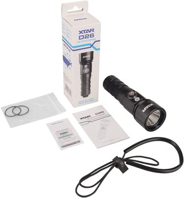 Ліхтар Xtar D26 для підводної фотографії, 1100 Lm, водонепроникний до 100 м, з бічним перемикачем