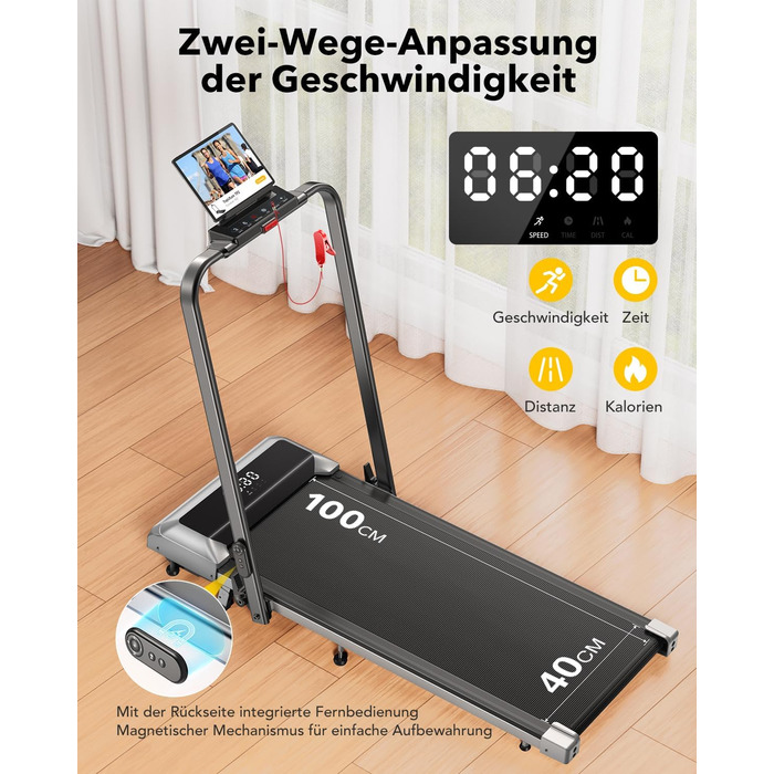 Бігова доріжка для дому з нахилом, 2-в-1 Walking Pad, 12 км/год, складана, 2.5HP, під стіл, для офісу та дому, з додатком і пультом