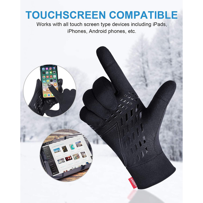 Велосипедні рукавички Lapulas з сенсорним екраном для чоловіків та жінок, чорні, XL