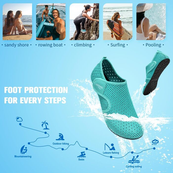 Чоловічі та жіночі аквашузи WateLves для плавання та відпочинку на пляжі. Швидка сушка, дихаючі, унісекс (36/37 EU, C Mondgrün)