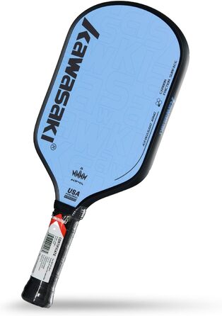 Рікетбол ракетка Kawasaki T700 з карбоновою поверхнею 14 мм, серцем з PP Honeycomb (CFS), схвалена USAPA, для змагань, з чохлом та обмотувальними стрічками (серія King 6) (фіолетова)