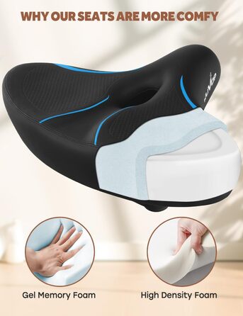 Широкий велосипедний сидіння для Peloton Bike & Bike+ (блакитний), заміна, для чоловіків та жінок, сумісний з Peloton, Echelon, електровелосипедами, круїзерами