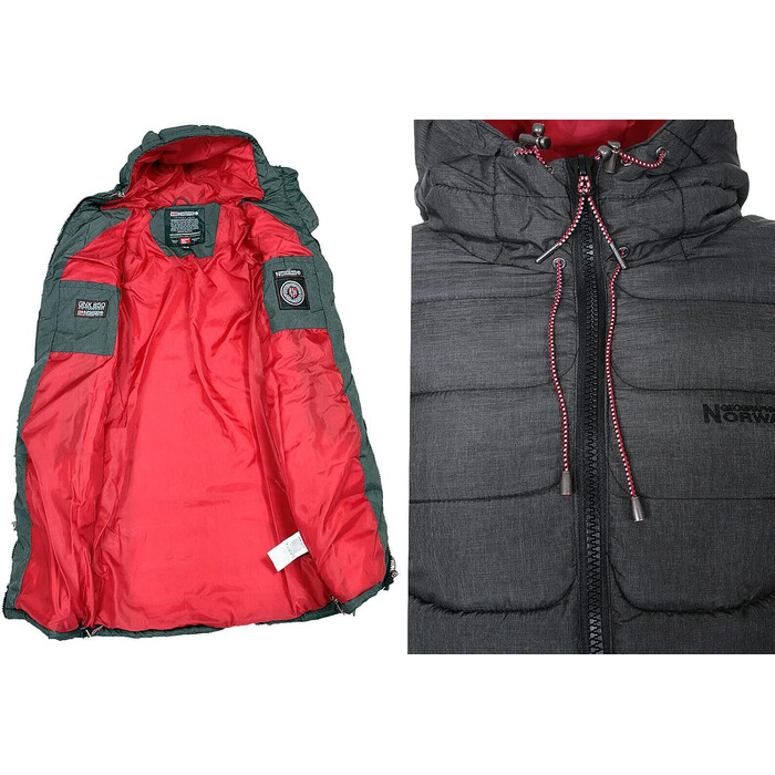 Жіноча зимова куртка-пальто Geographical Norway FVS Production H-H, довга стібана парка, антрацит, 3XL