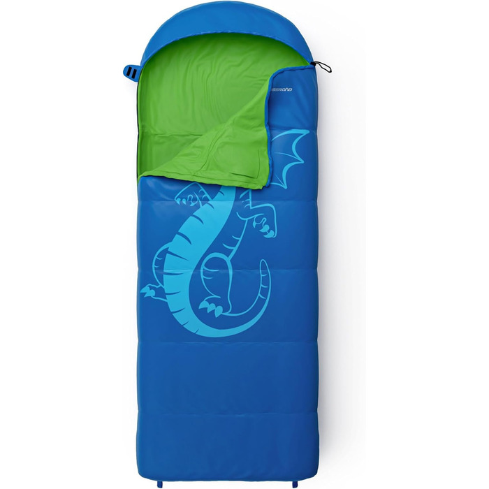 Дитячий спальний мішок Crossroad Akutan Drache 170 см - водонепроникний, для кемпінгу, блакитний