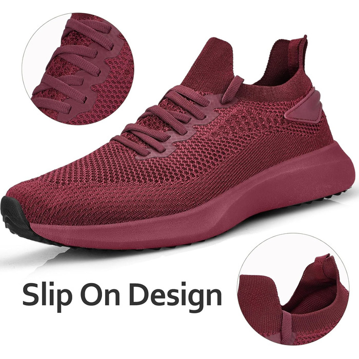 Чоловічі кросівки для бігу та занять спортом: дихаючі, легкі, slip-on, для фітнесу, залу, джогінгу, червоні, 45 EU