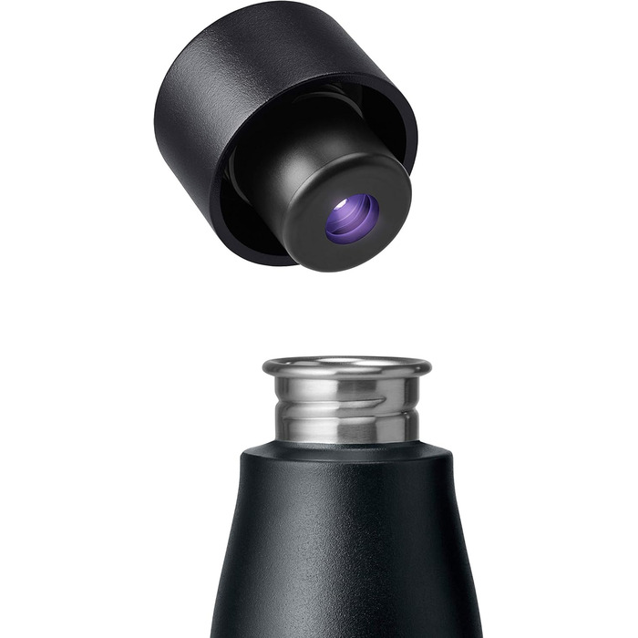 Пляшка LARQ Bottle Movement PureVis 710 мл – легка багаторазова нержавіюча пляшка для води з UV-очищенням, самостійним очищенням, для подорожей, чорна/зелена, гарантія 2 роки