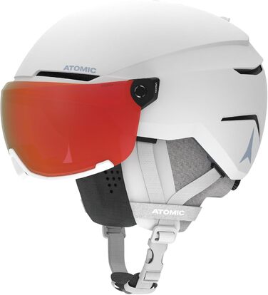Гірськолижний шолом ATOMIC Savor Visor Photo з візором, білий, розмір 55-59, максимальний захист, вентиляція Aircon, дзеркальна лінза
