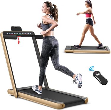 Бігова доріжка COSTWAY 2 в 1, складна, 2,25 к.с., з APP, Bluetooth, сенсорним екраном і пультом, 1-12 км/год, для дому, під стіл