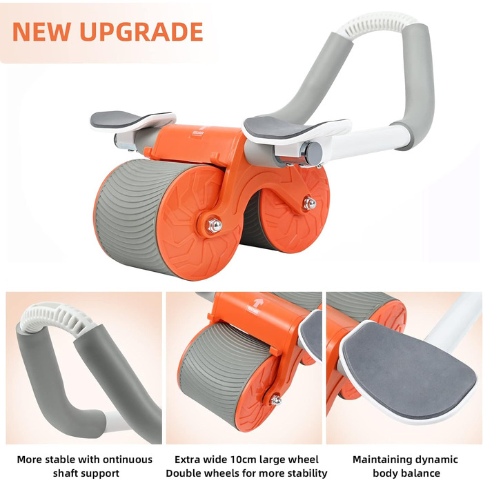 Ролик для пресу FORMIZON з підтримкою ліктів, тренажер для пресу з подвійними колесами та автоматичним відскоком, для тренування корпусу вдома