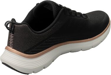 Жіночі кросівки Skechers Flex Appeal 5.0 — Спортивне взуття з дихаючої сітки, чорні з червоно-золотистим декором, розмір 38.5 EU
