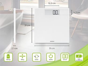 Ваги підлогові Soehnle Style Sense Safe 100 з LCD-дисплеєм, нержавіюча сталь, анти-відбитки