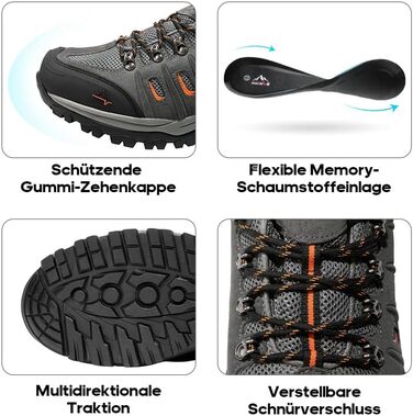 Чоловічі водонепроникні трекінгові черевики NORTIV 48 EU сірі