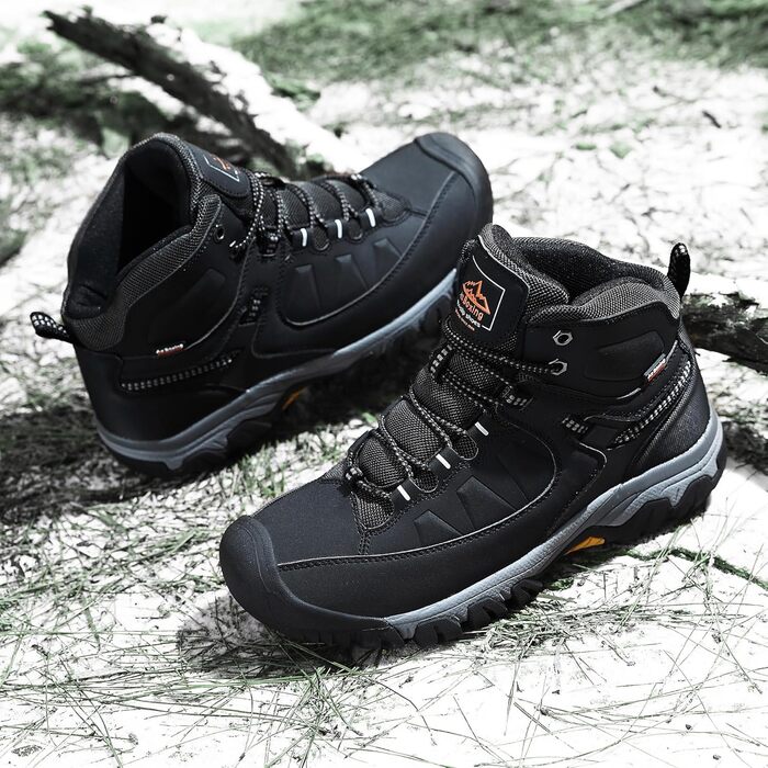 Чоловічі зимові черевики AX BOXING: утеплені, для ходьби та трекінгу, розмір 41-46 EU, колір світло-чорний