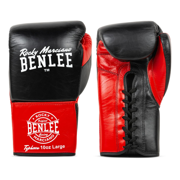 Боксерські рукавички зі шкіри BENLEE Typhoon, 10 oz, чорно-червоні