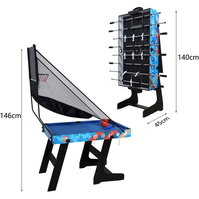 Складаний ігровий стіл 5-в-1 для футболу, хокею, тенісу, більярду та баскетболу