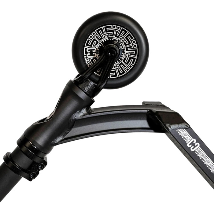 Скутер трюковий CORE Trick Tretroller 110mm, ABEC 9, для початківців та професіоналів, від 5 років, регульована висота 78-95 см, + наліпка Fantic26 (Park CL1 Mini H=75, чорний)