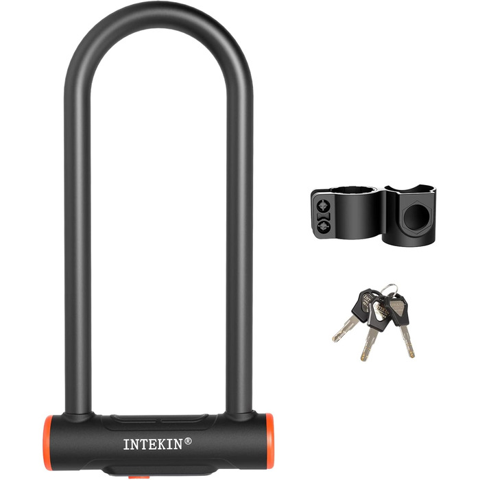 Замок для велосипеда U-подібний з кріпленням, 16 мм, 3 ключі, висока безпека, міцний, для мотоцикла, електровелосипеда, гірського велосипеда, скутера, внутрішні розміри 24,3 x 8,9 см