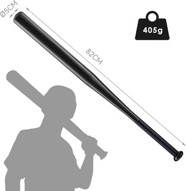 Бейсбольна бита 82 см, сталь, для бейсболу та софтболу, спортивне обладнання, чорна, алюміній