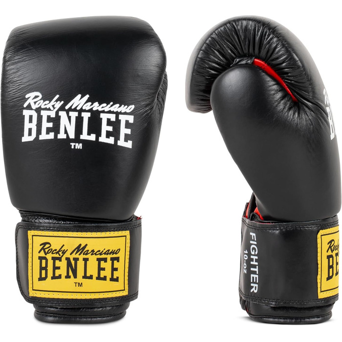Боксерські рукавички BENLEE Fighter зі шкіри, чорні/червоні, 16 унцій, одна рукавичка