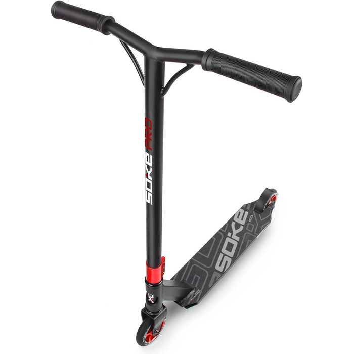 SOKE Stunt Scooter PRO: трюковий самокат для дорослих та дітей, ABEC 9 підшипники, чорно-червоний, вантажопідйомність 100 кг