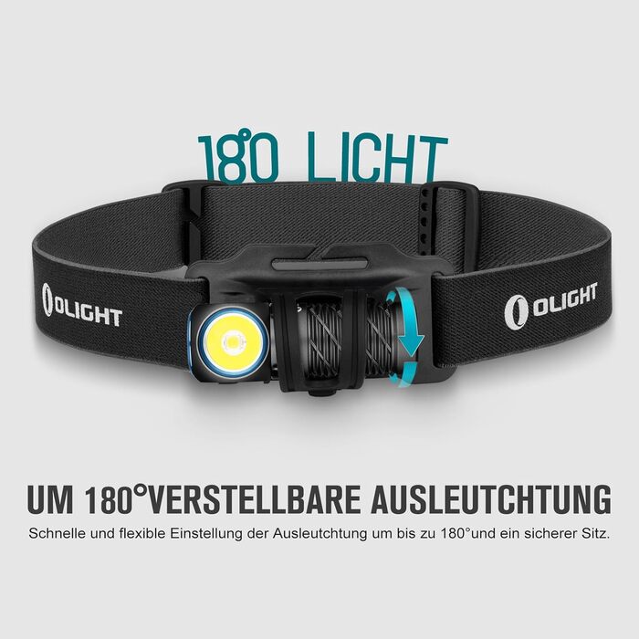 Ліхтар налобний Olight Perun 2 Mini LED 1100 люмен, 150 метрів, USB, червоне світло, 5 режимів, водонепроникний, для кемпінгу, чорний