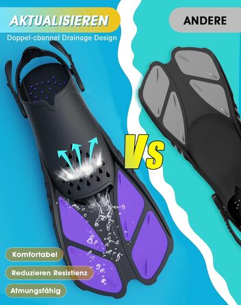 Ласти для плавання Schnorchelflossen L-XL (Темно-лілові) - регульовані, дорослі/дитячі, унісекс, з сітчастим чохлом