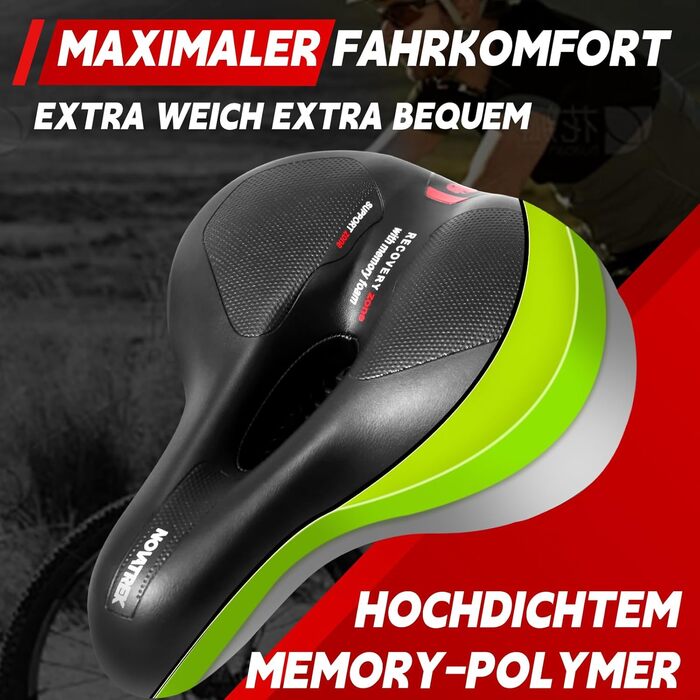 Преміум велосипедний сідло для жінок та чоловіків: комфортне, м'яке, амортизуюче, дихаюче, ергономічне, водонепроникне. Підходить для шосе, трекінгу, MTB, city bike та e-bike велосипедів.