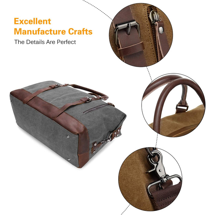 Спортивна сумка для подорожей FANDARE: багатофункціональна сумка-дафл з канвасу для фітнесу, кемпінгу та перельотів (Сіра)