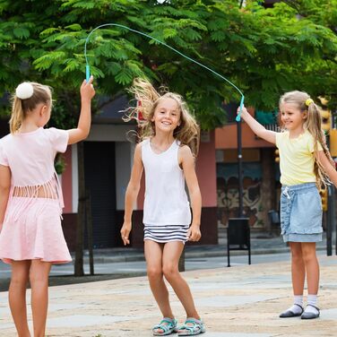 Стрибкова скакалка Aodaer PVC з регулюванням, для дітей, багатокольорова, з пластиковими ручками, легка, для фітнесу та змагань