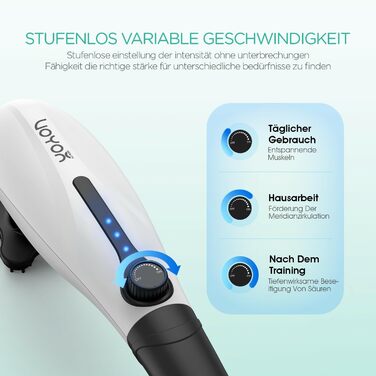 VOYOR HEALTH Перкусійний масажер для тіла, електричний ручний масажер для спини з 5 насадками, регульована швидкість, модель MH560, білий