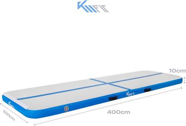 Надувний гімнастичний мат Airtrack KM Fit 4 м, чорний-червоний, з сумкою, електричним насосом та ремкомплектом, UV-стійкий, для фітнесу та тренувань