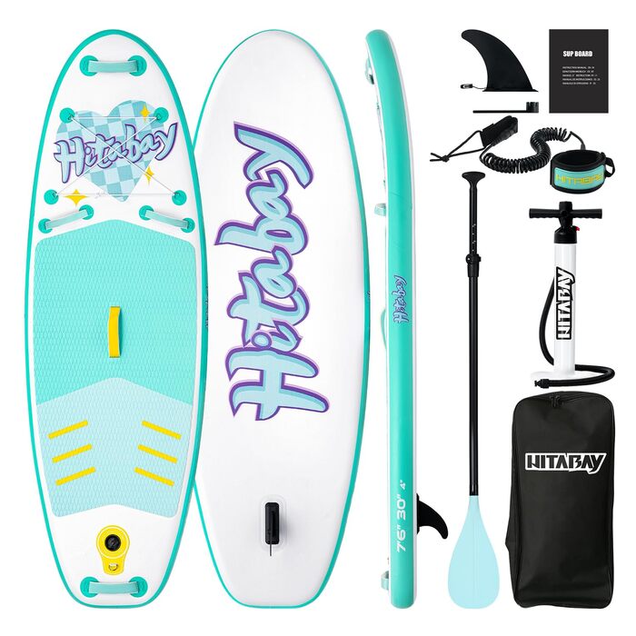 Надувне SUP-борд для дітей та підлітків: комплект з аксесуарами, 75/80/120 кг, м'ятно-зелений