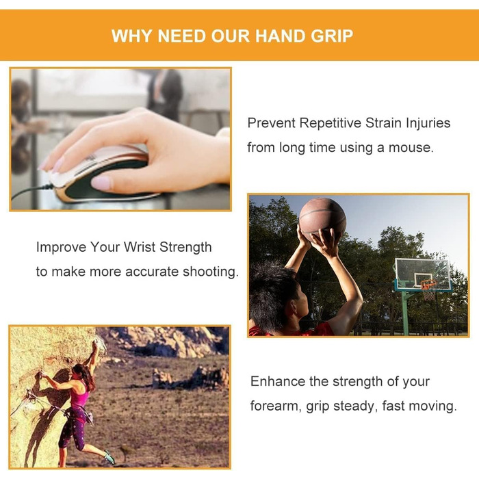 Набір для тренування сили рук Griffkraft, 50/100/150/200/250 LBS, металевий антиковзний тренажер, для зміцнення пальців та м'язів рук, сріблястий, комплект з 4 шт.