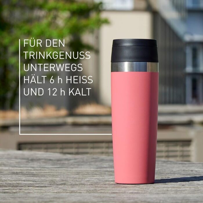 Термокухоль Emsa Travel Mug Classic 0,5 л, нержавіюча сталь, з гвинтовим затвором та відкриттям на 360°, Petrol Blau