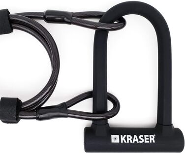 Замок для велосипеда KRASER KR65145B: U-lock + сталевий трос 120см + кріплення. Висока безпека
