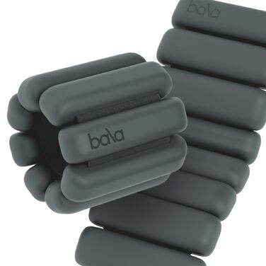Набір обважнювачів для рук та ніг Bala Bangles (0.9 кг) — регульовані силіконові браслети для фітнесу, йоги, пілатеса та кардіо, колір Charcoal