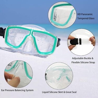 Набір для снорклінгу для дорослих: маска, трубка Dry Top та ласти. У комплекті сумка