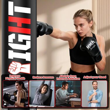 Боксерський мішок стоячий NZQXJXZ 175 см з помпою та рукавичками для боксу, комплект для кікбоксингу, MMA, Муай Тай, домашній спортзал