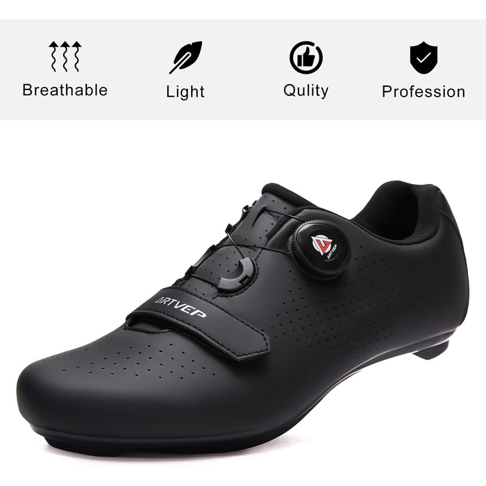 Велосипедні черевики для чоловіків та жінок. Сумісні з педалями Look SPD, SPD-SL, Delta Lock. Підходять для педалей Peloton. Розмір 43 EU, чорний колір