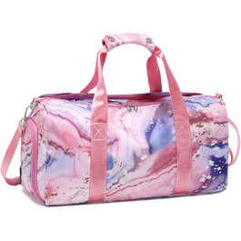 Спортивна сумка для підлітків з відділеннями для взуття та мокрого одягу, рожевий мармур (07)