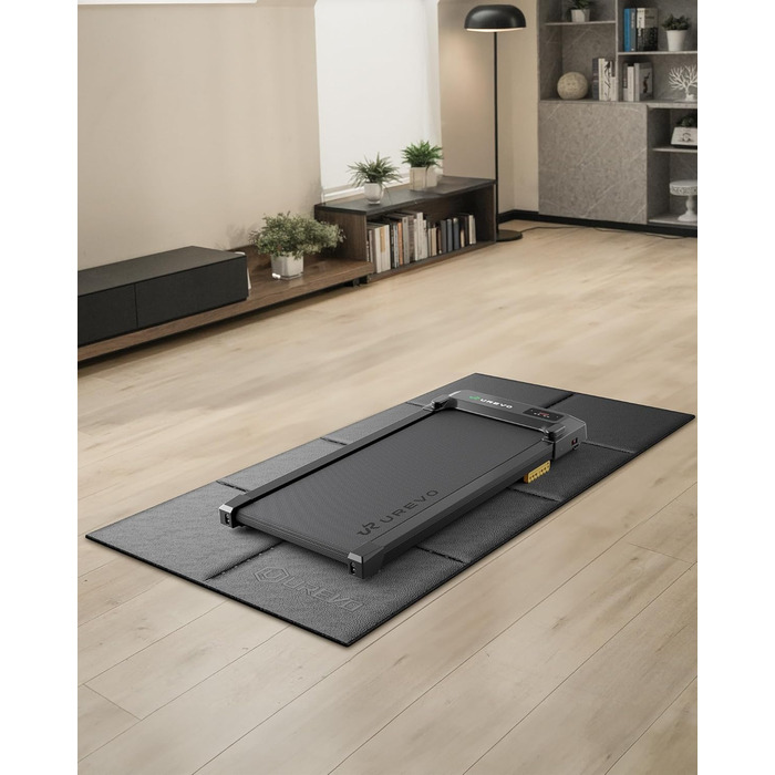 Складаний захисний килимок для бігової доріжки та тренажерів UREVO, 65 × 160 см, товщина 6 мм, протиковзний підкладник для фітнес-обладнання та йоги, чорний