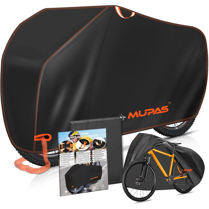 Водонепроникний чохол для велосипеда 210D Oxford, 200 x 110 x 70 cm, чорний. Захист від дощу, пилу та сонця. З отвором для замка та сумкою.