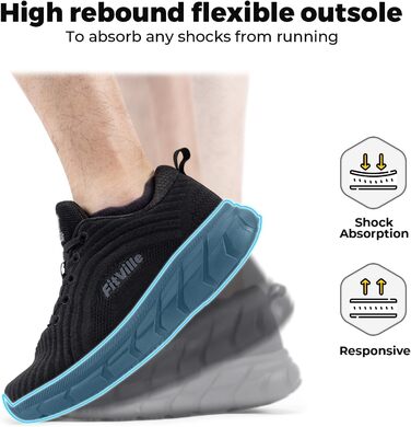 Кросівки для бігу FitVille чоловічі широкі, спортивні, легкі, кросівки для ходьби, чорні, 44 EU