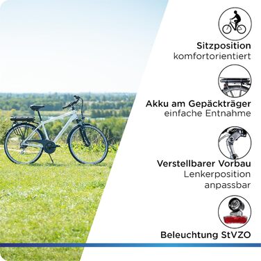 Електровелосипед ZÜNDAPP Z802 Trekking 28'' для чоловіків, 21 швидкість, пробіг до 115 км, LED-дисплей, освітлення, зріст 155-185 см
