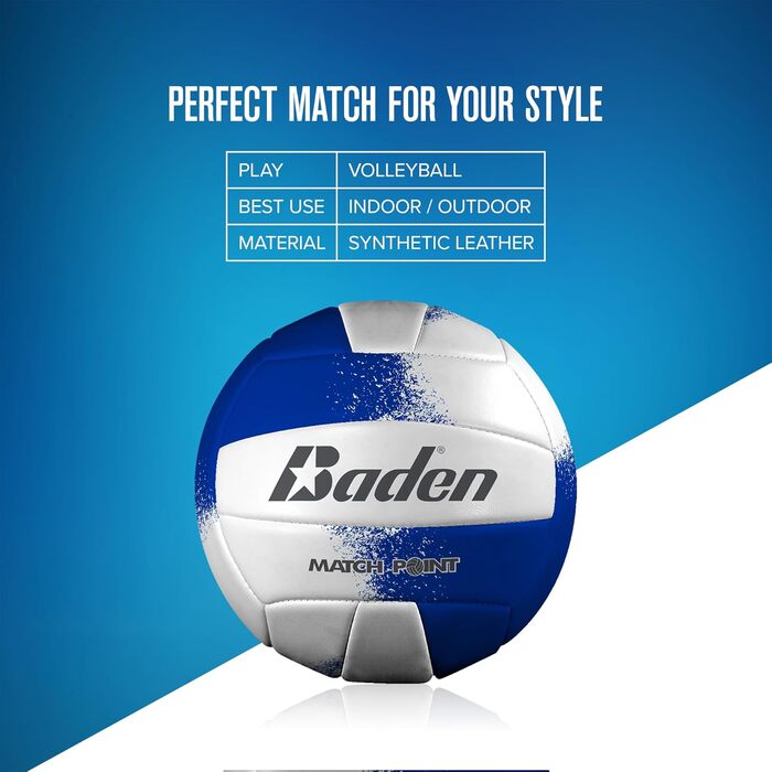 Волейбольний м'яч Baden Match Point для вулиці та відпочинку (розмір 5) - Royal Blue/Weiß