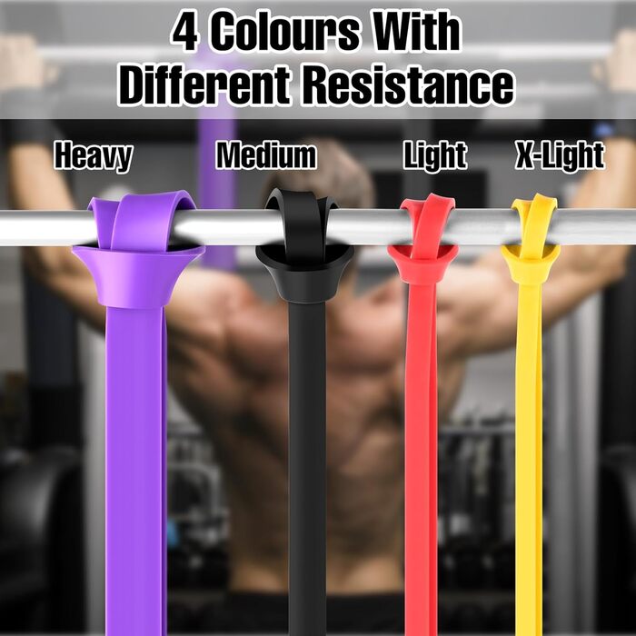 Фітнес гумки WuGU: набір з 4 рівнями опору для силових тренувань, йоги, пілатесу